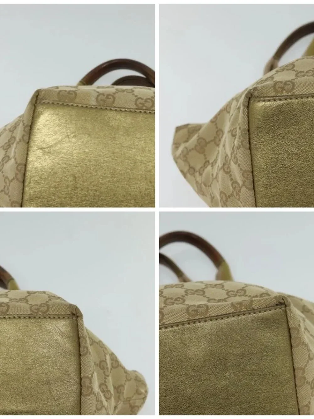 GUCCI GG Canvas Sherry Line Hand Bag Beige Gold pink 131228 Auth ac3698 - Picture 15 of 15